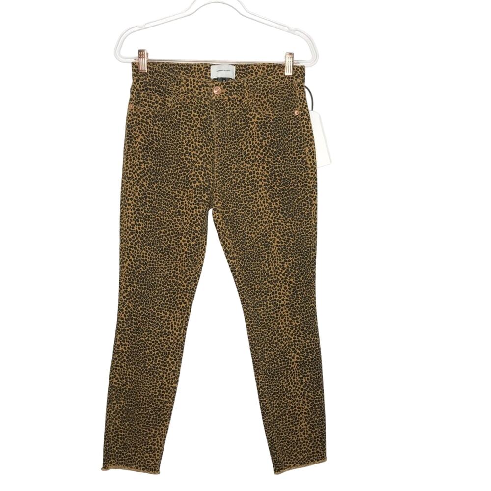 New Current/Elliott Size 28 High Waist Stiletto Jeans Spotted Leopard Frayed Hem